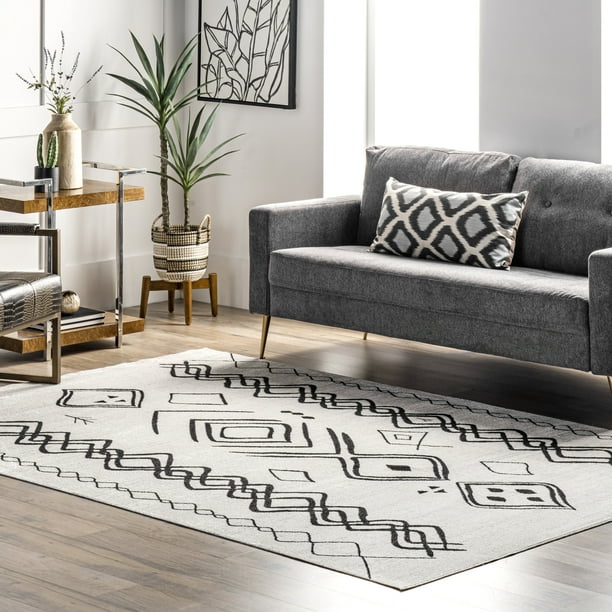 nuLOOM Elina Contemporary Abstract Area Rug Grey 8 x 10 nuLOOM Elina Contemporary Abstract Area Rug Grey 8 x 10